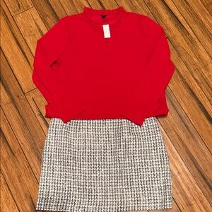 Ann Taylor XXL new Red Long Sleeve Top with LOFT new Sz 16 Black and White Skirt